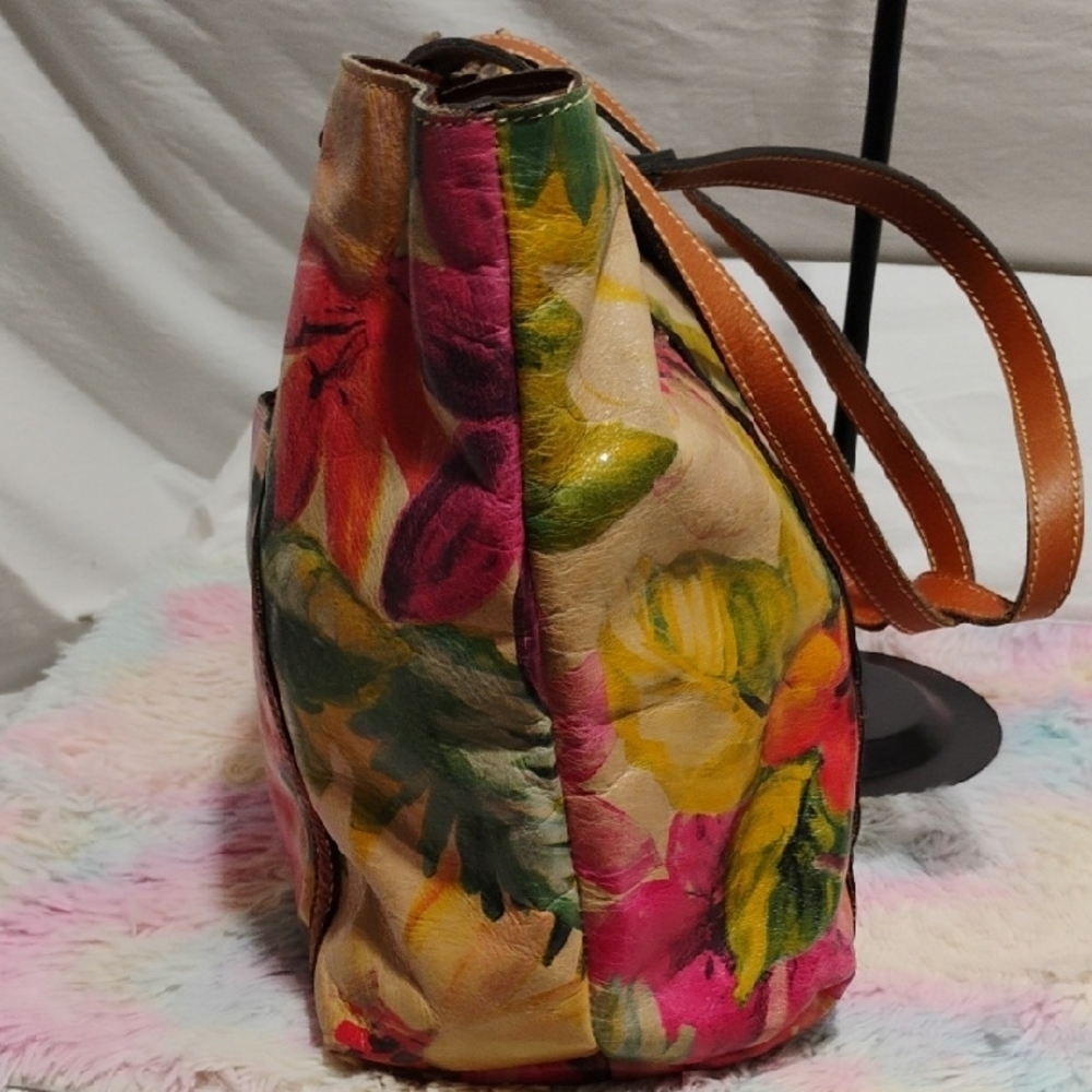 SALE! Patricia Nash Benvenuto Smooth Floral Leather Tote Hardly Used - Picture 8 of 16